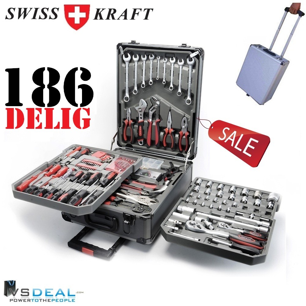 vsdeal.com - SWISS KRAFT 186-delige Klusserstrolley OP=OP! vsdeal.com - SWISS KRAFT 186-delige Klusserstrolley OP=OP!