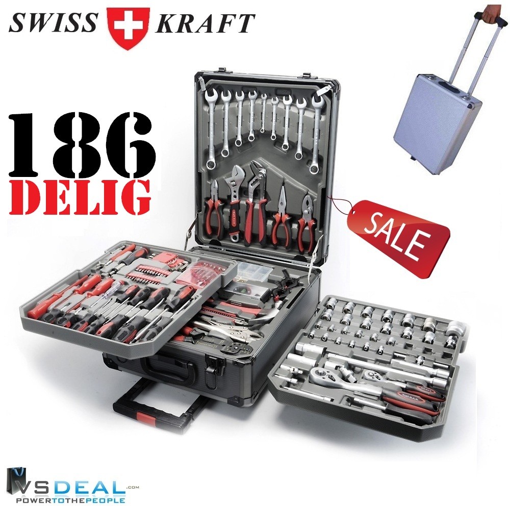 vsdeal.com - SWISS KRAFT 186-delige Klusserstrolley OP=OP!