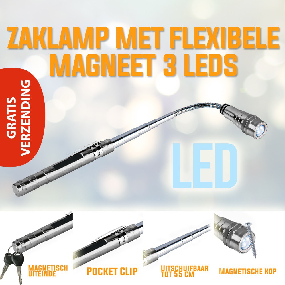 vsdeal.com - Telescopische zaklamp met flexibele magnetische kop GRATIS VERZENDING!!!!