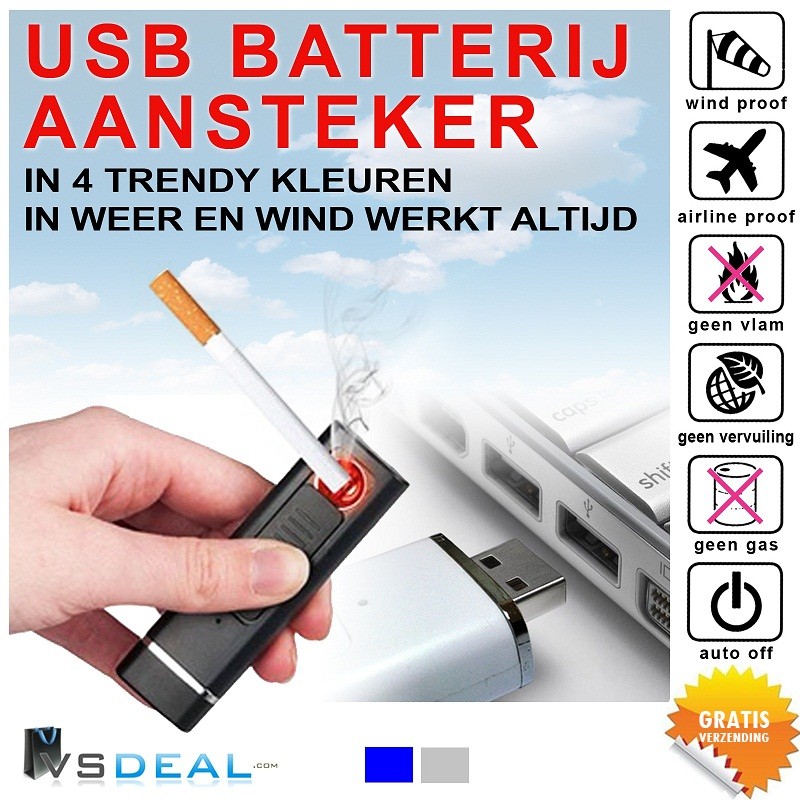 vsdeal.com - USB Aansteker Zonder Vlam en zonder kabel inclusief GRATIS VERZENDING OP=OP!!