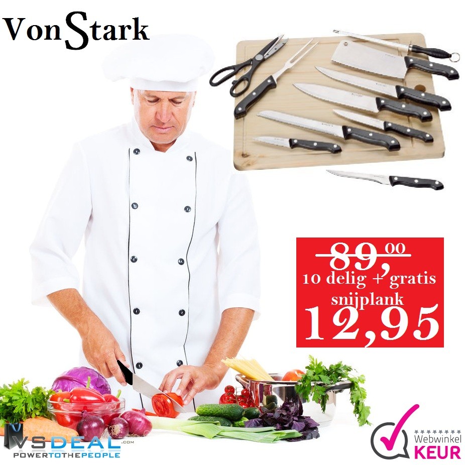 vsdeal.com - VonStark RVS MessenSet plus Gratis Snijplank!!