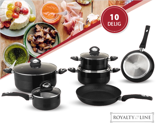 Waat? - 10-delige royalty line pannenset met marmer coating Waat? - 10-delige royalty line pannenset met marmer coating