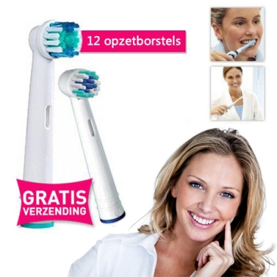 Waat? - 12 opzetborstels geschikt voor de Oral B elektrische tandenborstel! Vandaag GRATIS verzending!
