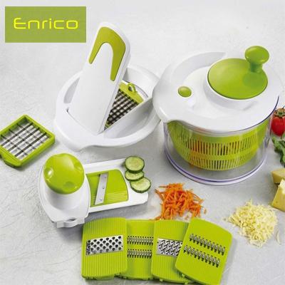 Waat? - 12-delige Enrico Alles-in-een-Multisnijder en Spinner voor alle groente, salades en fruit! Waat? - 12-delige Enrico Alles-in-een-Multisnijder en Spinner voor alle groente, salades en fruit!