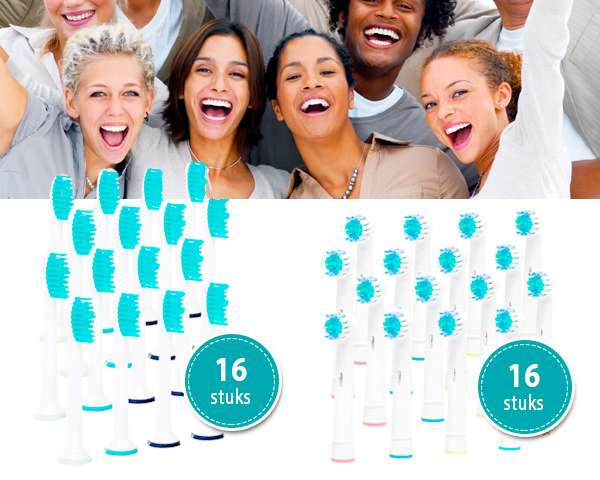 Waat? - 16 stuks opzetborstels voor oral-b en sonicare tandenborstels Waat? - 16 stuks opzetborstels voor oral-b en sonicare tandenborstels