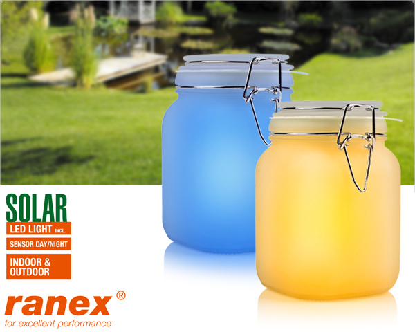 Waat? - 2 stuks kleurrijke solar led weckpotten Waat? - 2 stuks kleurrijke solar led weckpotten