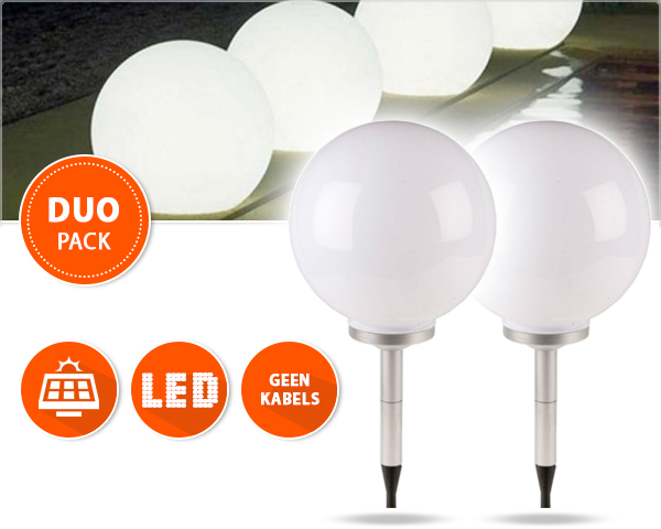 Waat? - 2 stuks solar led lichtbollen voor in de tuin Waat? - 2 stuks solar led lichtbollen voor in de tuin