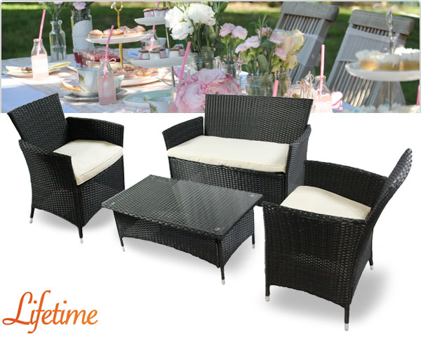 Waat? - 4-delige design loungeset inclusief comfortabele kussens Waat? - 4-delige design loungeset inclusief comfortabele kussens