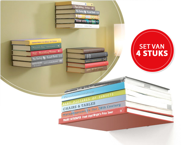 Waat? - 4 stuks zwevende boekenplanken Waat? - 4 stuks zwevende boekenplanken