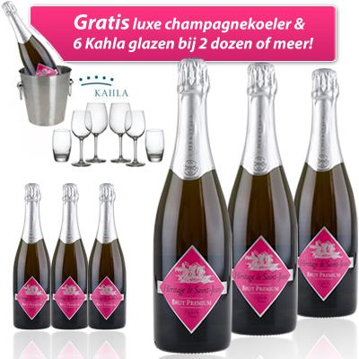 Waat? - 6 flessen Rosé Bubbels (Vin Mousseux Brut) met GRATIS wijnkoeler en 6 Kahla Kwarx glazen t.w.v. € 119,95 bij bestelling van 2 dozen of meer!
