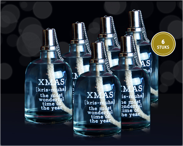 Waat? - 6 stuks decoratieve x-mas olielampen Waat? - 6 stuks decoratieve x-mas olielampen
