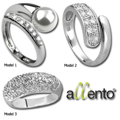 Waat? - Accento Sterling zilveren ringen met Swarovski kristal, parel of zirkonia’s (keuze uit 3 modellen)