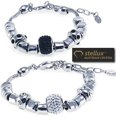 Waat? - Bedelarmband met Stellux Austrian Crystal Strass steentjes (Zwart of Wit)