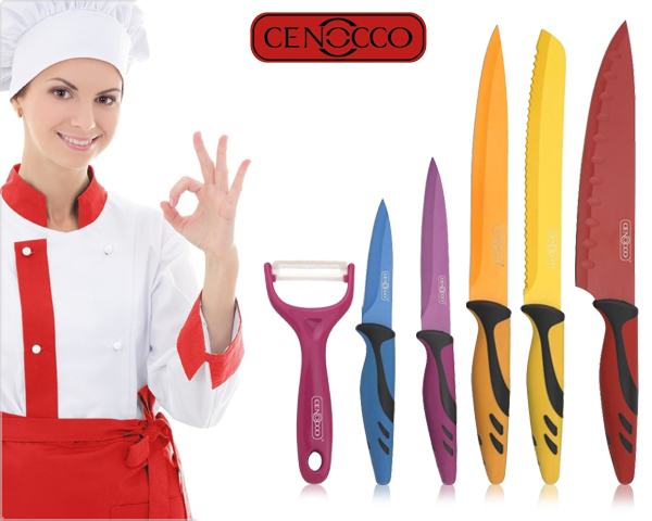 Waat? - Cenocco 6-delige messenset met keramische coating Waat? - Cenocco 6-delige messenset met keramische coating
