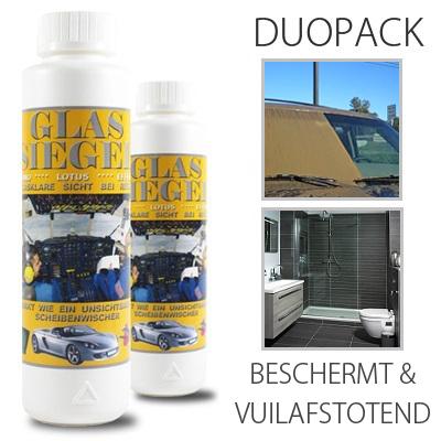 Waat? - Duopack nanotechnologische vuilafstoter - ideaal voor je badkamer en voorruit Waat? - Duopack nanotechnologische vuilafstoter - ideaal voor je badkamer en voorruit
