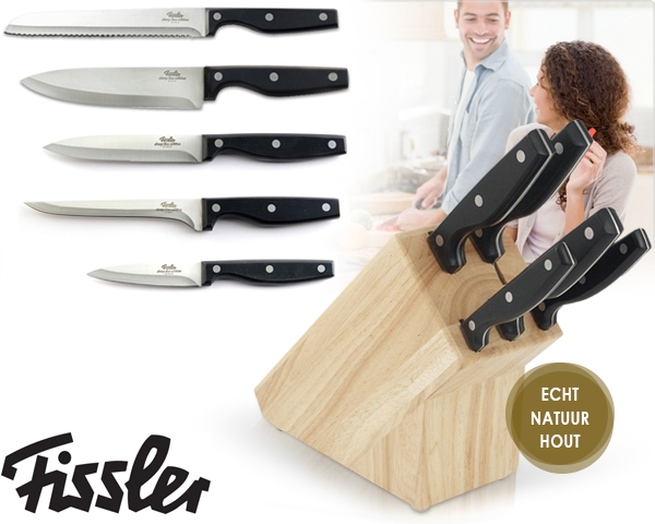 Waat? - Fissler 5-delige messenset incl. messenblok van echt hout Waat? - Fissler 5-delige messenset incl. messenblok van echt hout