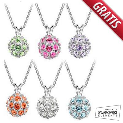 Waat? - GRATIS witgoud vergulde ketting met ronde Swarovski kristallen ingelegde hanger Waat? - GRATIS witgoud vergulde ketting met ronde Swarovski kristallen ingelegde hanger