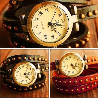 Waat? - Horloge-armband met stoere vintagelook (2 verschillende kleuren)