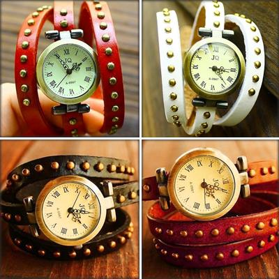 Waat? - Horloge-armband met stoere vintagelook (4 verschillende kleuren)
