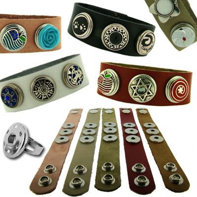 Waat? - Lederen armband, ketting en/of ring voor drukkers (keuze uit 11 sets bedeldrukkers en nieuwe kleuren armbanden!)