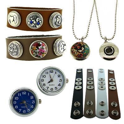 Waat? - Lederen armbanden en ketting voor drukkers (keuze uit verwisselbare horloge- en bedeldrukkers)