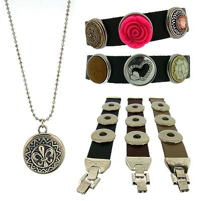 Waat? - Lederen schakelarmbanden en ketting voor Maxi-drukkers met de keuze uit 10 sets van 3 verwisselbare Maxi-bedeldrukkers (3 cm doorsnee!) Waat? - Lederen schakelarmbanden en ketting voor Maxi-drukkers met de keuze uit 10 sets van 3 verwisselbare Maxi-bedeldrukkers (3 cm doorsnee!)