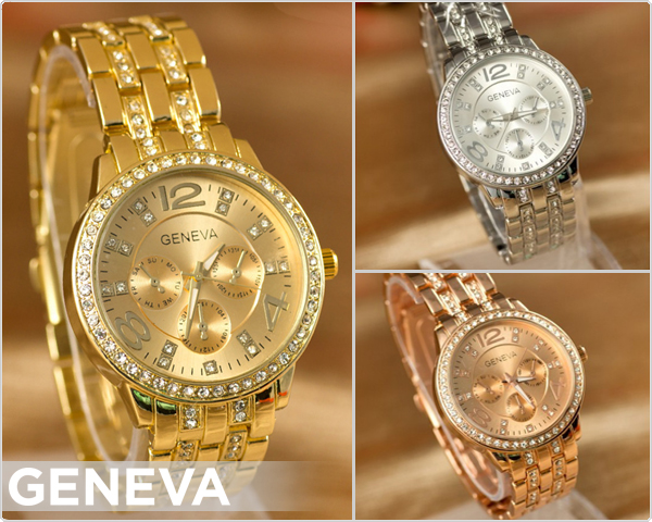 Waat? - Luxe geneva horloge met swarovski elements