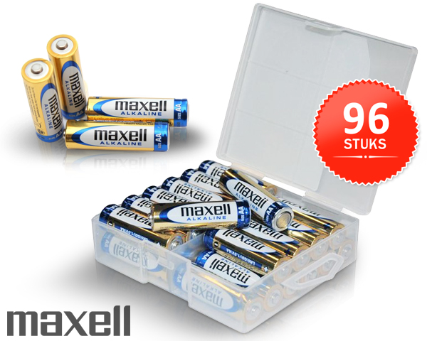 Waat? - Maxell alkaline batterijen in handige box Waat? - Maxell alkaline batterijen in handige box