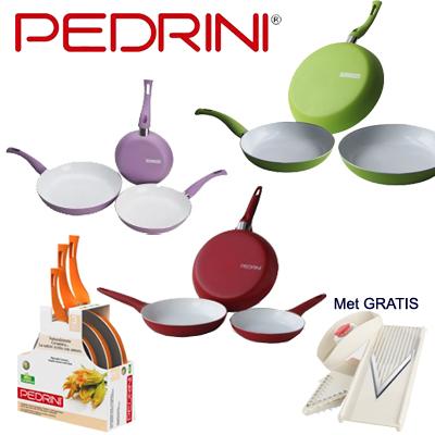 Waat? - Pedrini Ceramica 3-delige Keramische pannenset, ACTIE: vandaag met GRATIS Super Slicer!