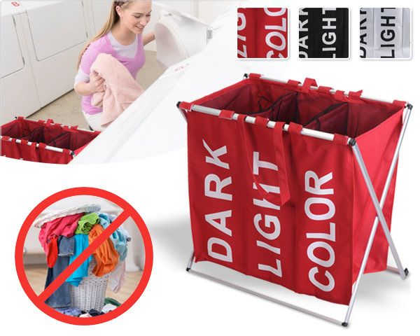 Waat? - Praktische 3-vaks wasmand Waat? - Praktische 3-vaks wasmand