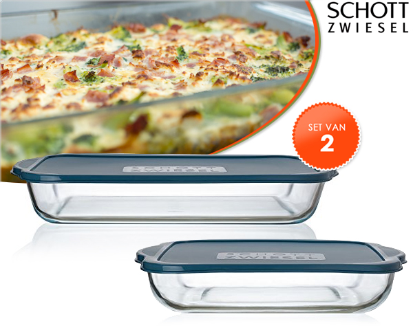 Waat? - Set van 2 schott zwiesel glazen ovenschalen