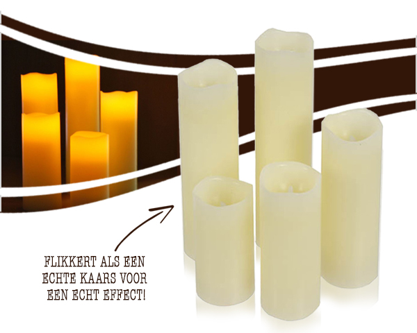 Waat? - Sfeervolle kaarsenset met 5 led-kaarsen Waat? - Sfeervolle kaarsenset met 5 led-kaarsen