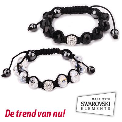 Waat? - Shamballa armband met Swarovski Elements (verkrijgbaar in wit en zwart) Waat? - Shamballa armband met Swarovski Elements (verkrijgbaar in wit en zwart)