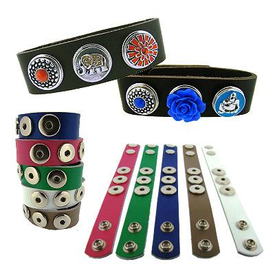 Waat? - Topkwaliteit lederen armbanden (9 verschillende kleuren) en de keuze uit 15 sets van 3 verwisselbare bedeldrukkers!