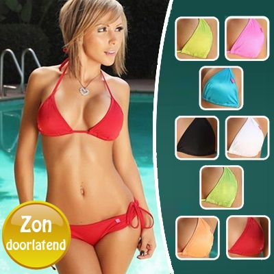 Waat? - Zondoorlatende triangle bikini - egaal bruin!