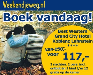 Weekendjeweg - Best Western Grand City Hotel Koblenz Lahnstein 4* vanaf 117,-. Weekendjeweg - Best Western Grand City Hotel Koblenz Lahnstein 4* vanaf 117,-.