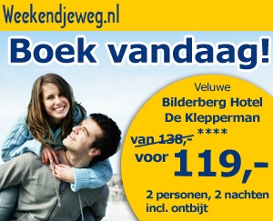 Weekendjeweg - Bilderberg Hotel De Klepperman 4* vanaf 119,-. Weekendjeweg - Bilderberg Hotel De Klepperman 4* vanaf 119,-.