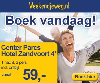 Weekendjeweg - Center Parcs Hotel Zandvoort 4* vanaf 59,-.