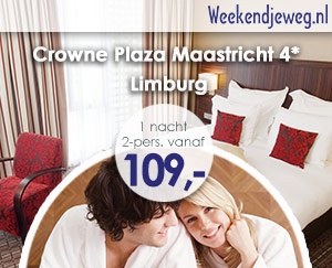 Weekendjeweg - Crowne Plaza Maastricht 4* vanaf 109,-.