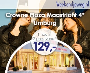 Weekendjeweg - Crowne Plaza Maastricht 4* vanaf 129,-.