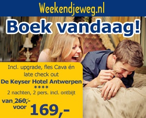 Weekendjeweg - De Keyser Hotel 4* vanaf 144,-. Weekendjeweg - De Keyser Hotel 4* vanaf 144,-.