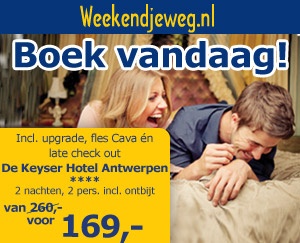 Weekendjeweg - De Keyser Hotel 4* vanaf 144,-.