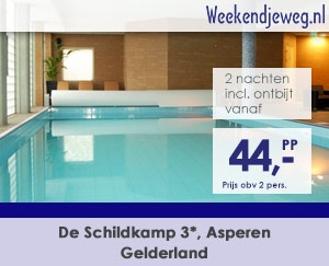 Weekendjeweg - De Schildkamp 3* vanaf 88,-. Weekendjeweg - De Schildkamp 3* vanaf 88,-.