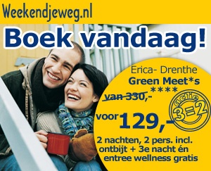 Weekendjeweg - Drenthe, Green Meet's Resort Erica 4* Vanaf 129,00. Weekendjeweg - Drenthe, Green Meet's Resort Erica 4* Vanaf 129,00.