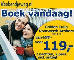 Weekendjeweg - Gelderland, Golden Tulip Arnhem Doorwerth 4* Vanaf 119,00.