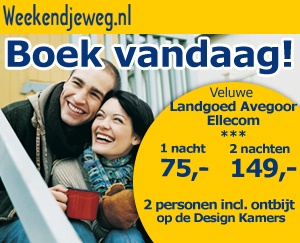 Weekendjeweg - Gelderland, Landgoed Avegoor Ellecom 4* Vanaf 75,00.