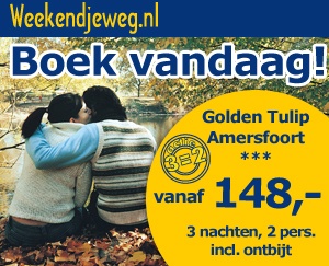 Weekendjeweg - Golden Tulip Amersfoort 3* vanaf 148,-. Weekendjeweg - Golden Tulip Amersfoort 3* vanaf 148,-.
