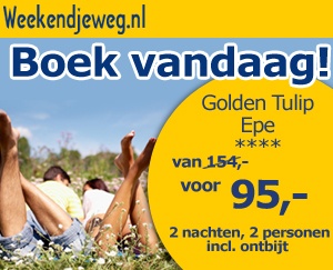 Weekendjeweg - Golden Tulip Epe 4* vanaf 95,-. Weekendjeweg - Golden Tulip Epe 4* vanaf 95,-.