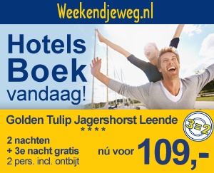 Weekendjeweg - Golden Tulip Jagershorst 4* vanaf 109,-.