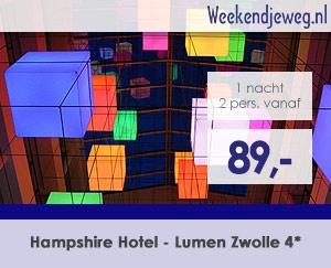 Weekendjeweg - Hampshire Hotel - Lumen Zwolle 4* vanaf 89,-. Weekendjeweg - Hampshire Hotel - Lumen Zwolle 4* vanaf 89,-.